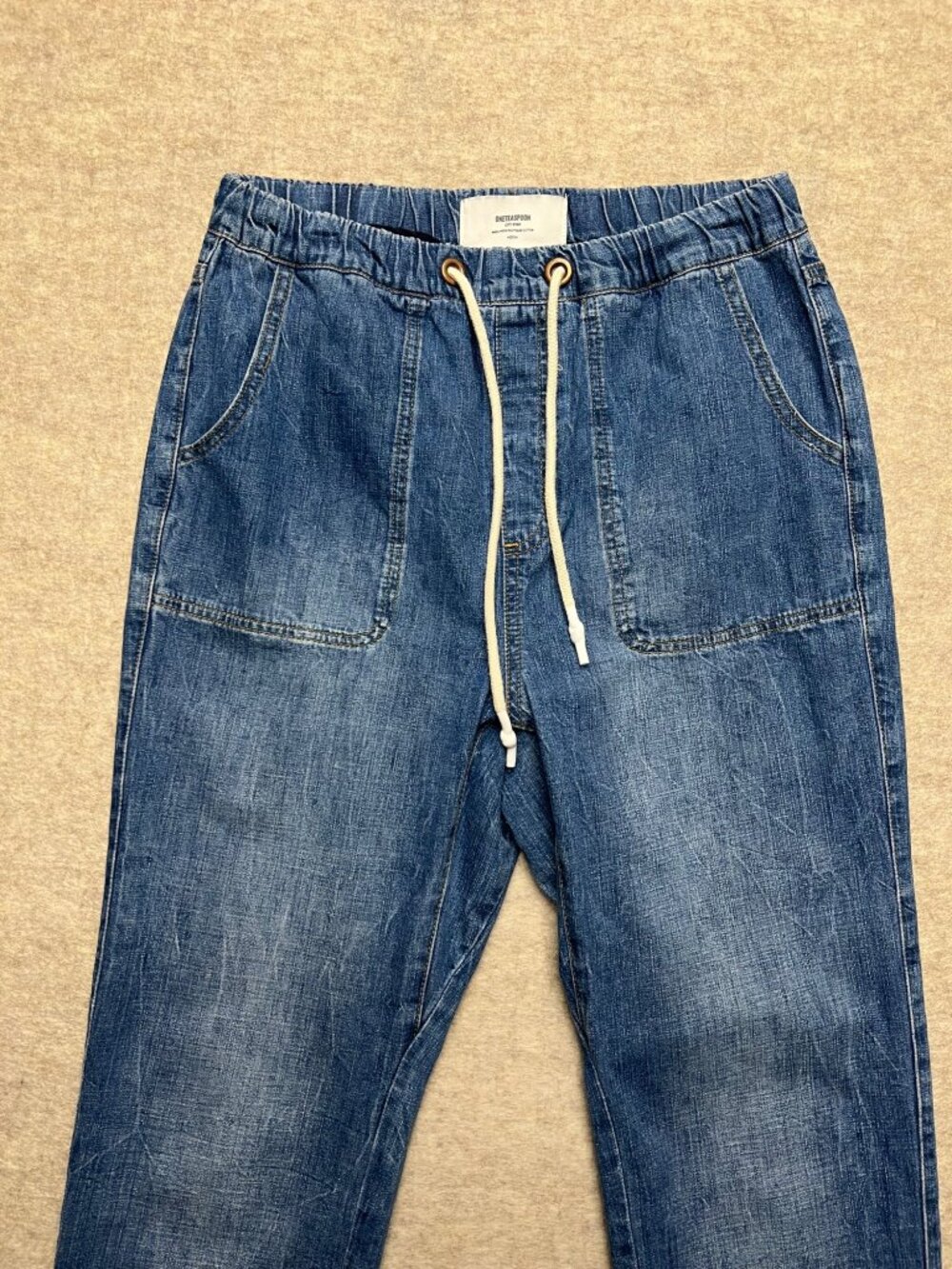 One Teaspoon Shabbies Drawstring Boyfriend Jean Joggers Pull On Ankle Relaxed M - Picture 2 of 11